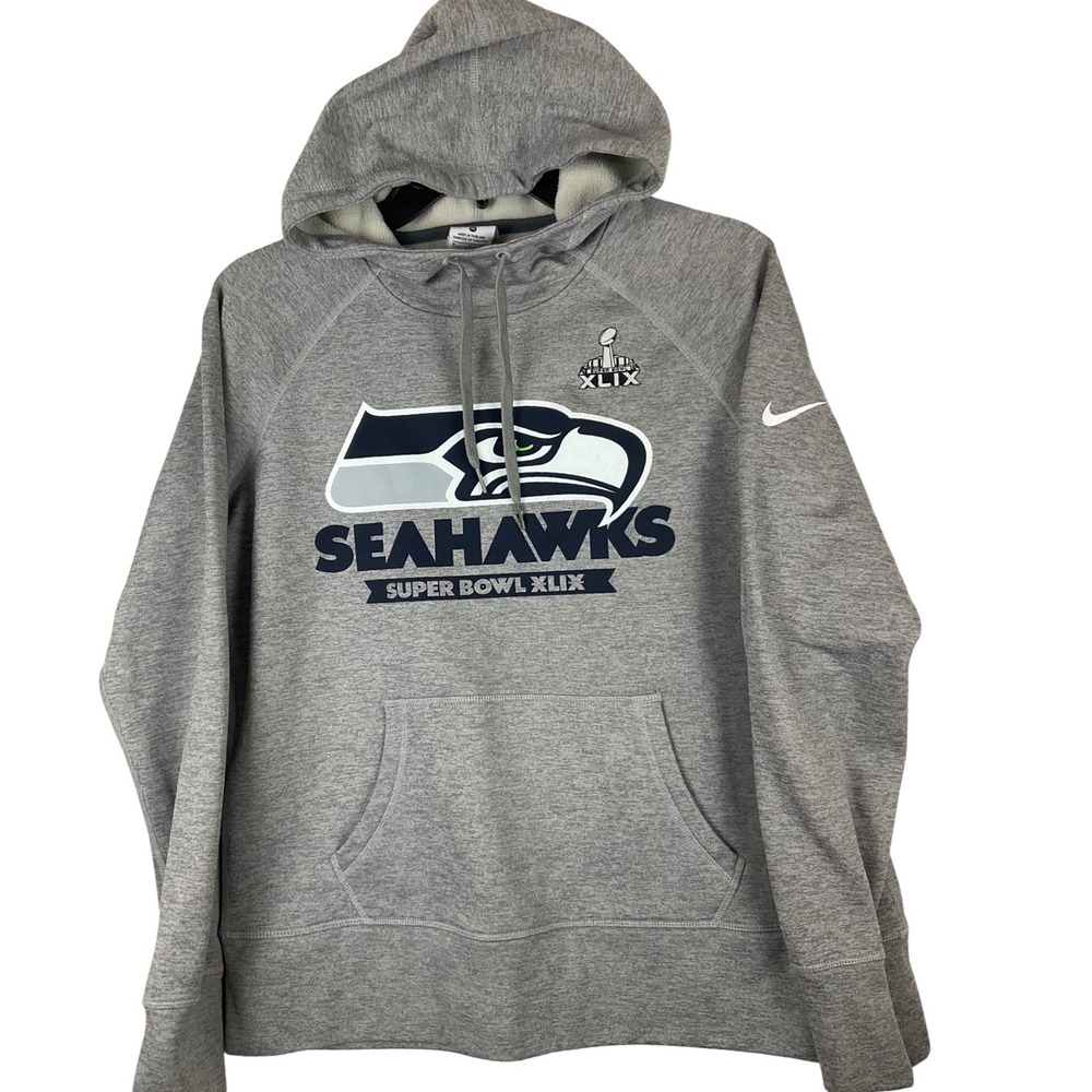 Nike Seattle Seahawks Super Bowl XLIX Therma-FIT Hoodie‎ Grey Womens M